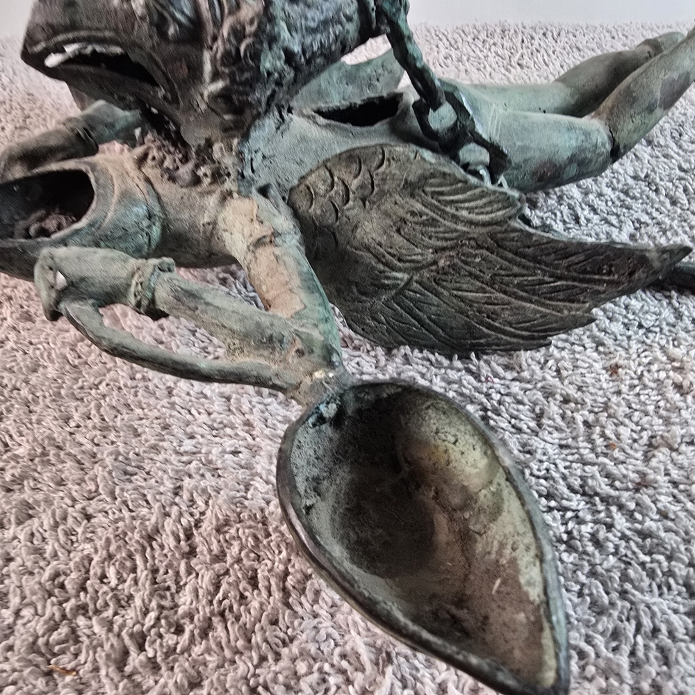 Hanging Bronze Flying Garuda Oil Lamp - Picture 14 of 16